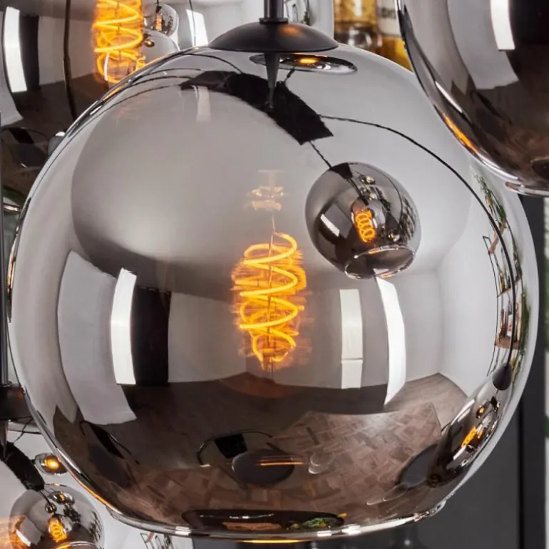 Suspension - Verre Koyoto Chrome, Fumé, 8 lumières