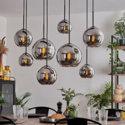 Suspension - Verre Koyoto Chrome, Fumé, 8 lumières