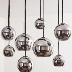 Suspension - Verre Koyoto Chrome, Fumé, 8 lumières