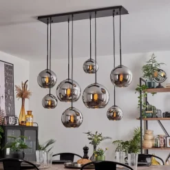 Suspension - Verre Koyoto Chrome, Fumé, 8 lumières