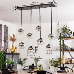 Suspension - Verre Koyoto Chrome, Clair, Fumé, 8 lumières