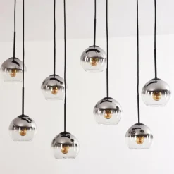 Suspension - Verre Koyoto Chrome, Clair, Fumé, 8 lumières