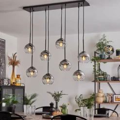 Suspension - Verre Koyoto Chrome, Clair, Fumé, 8 lumières