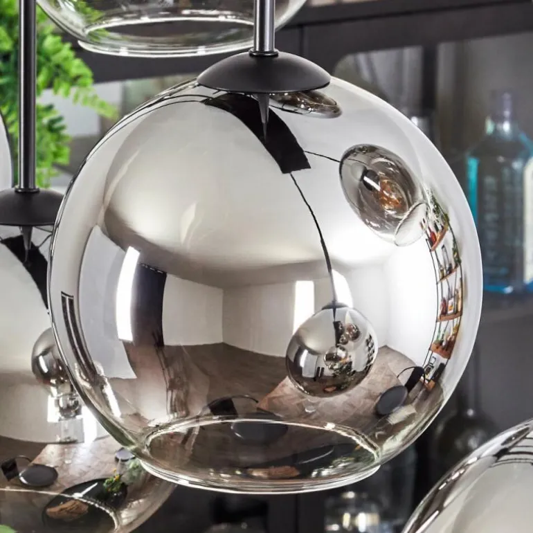 Suspension - Verre Koyoto Chrome, Clair, Fumé, 6 lumières