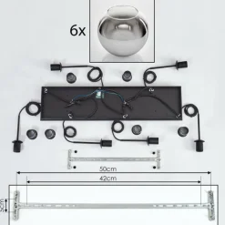 Suspension - Verre Koyoto Chrome, Clair, Fumé, 6 lumières
