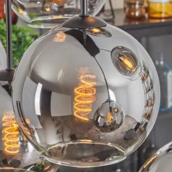 Suspension - Verre Koyoto Chrome, Clair, Fumé, 6 lumières