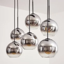 Suspension - Verre Koyoto Chrome, Clair, Fumé, 6 lumières