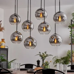 Suspension - Verre Koyoto Chrome, Clair, Fumé, 8 lumières