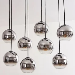 Suspension - Verre Koyoto Chrome, Clair, Fumé, 8 lumières