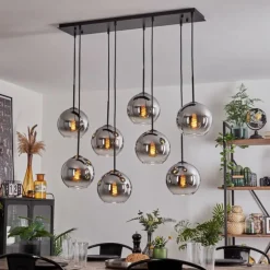 Suspension - Verre Koyoto Chrome, Clair, Fumé, 8 lumières