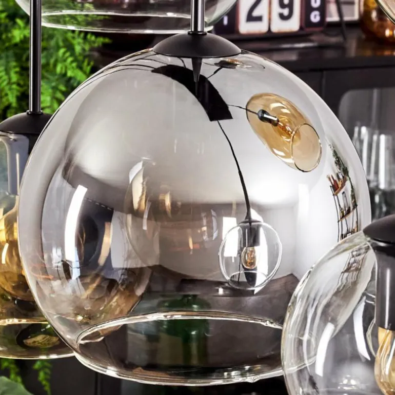 Suspension - Verre Koyoto Ambre, Clair, Fumé, 8 lumières