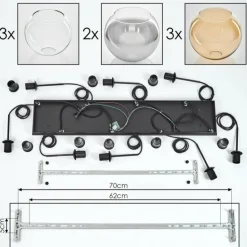 Suspension - Verre Koyoto Ambre, Clair, Fumé, 8 lumières