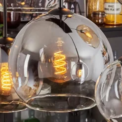 Suspension - Verre Koyoto Ambre, Clair, Fumé, 8 lumières