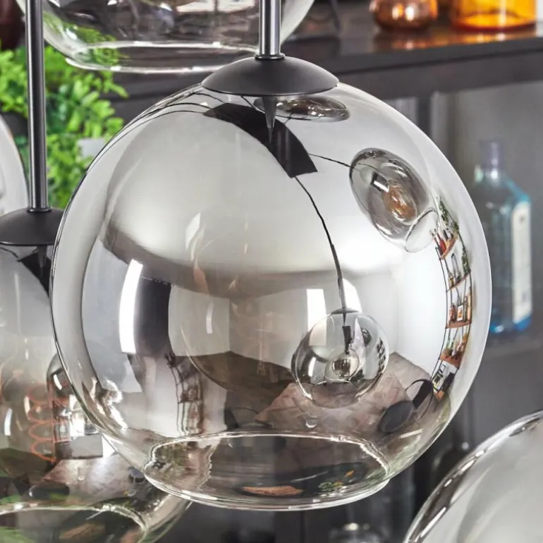 Suspension - Verre Koyoto Clair, Fumé, 6 lumières