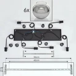 Suspension - Verre Koyoto Clair, Fumé, 6 lumières
