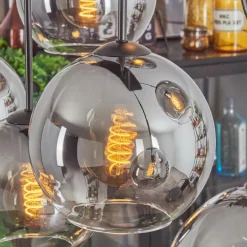 Suspension - Verre Koyoto Clair, Fumé, 6 lumières