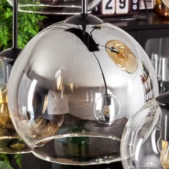 Suspension - Verre Koyoto Ambre, Chrome, Clair, Fumé, 8 lumières