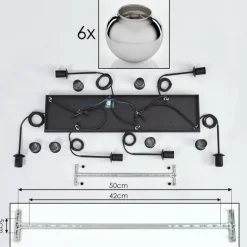 Suspension - Verre Koyoto Chrome, Fumé, 6 lumières