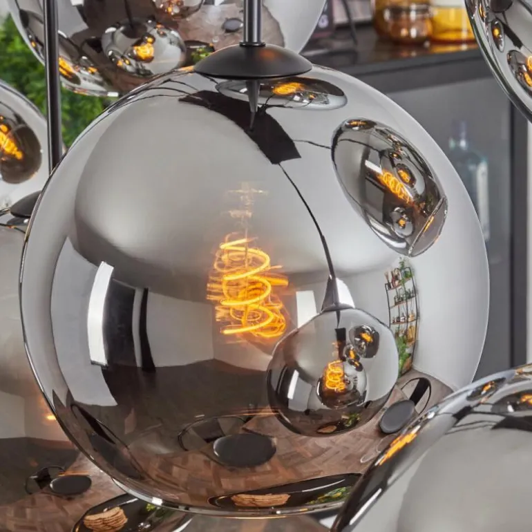 Suspension - Verre Koyoto Chrome, Fumé, 8 lumières