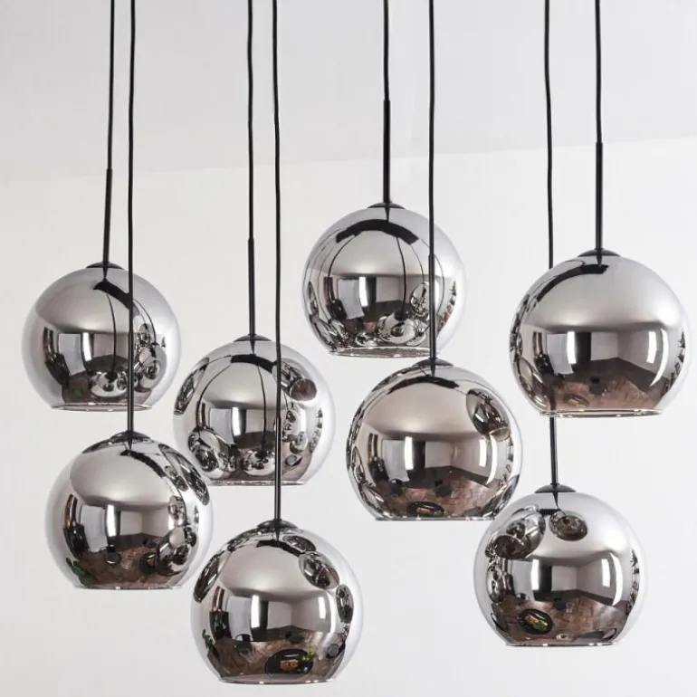 Suspension - Verre Koyoto Chrome, Fumé, 8 lumières
