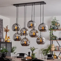 Suspension - Verre Koyoto Chrome, Fumé, 8 lumières