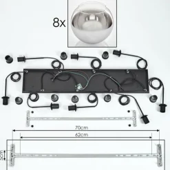 Suspension - Verre Koyoto Chrome, Clair, Fumé, 8 lumières