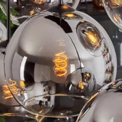 Suspension - Verre Koyoto Chrome, Clair, Fumé, 8 lumières