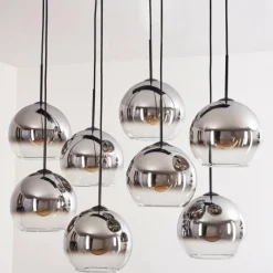 Suspension - Verre Koyoto Chrome, Clair, Fumé, 8 lumières