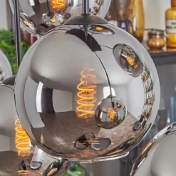 Suspension - Verre Koyoto Chrome, Fumé, 8 lumières