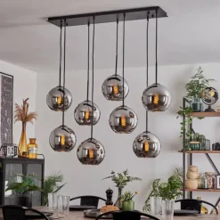 Suspension - Verre Koyoto Chrome, Fumé, 8 lumières