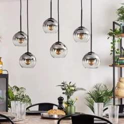 Suspension - Verre Koyoto Clair, Fumé, 6 lumières