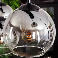 Suspension - Verre Koyoto Clair, Fumé, 6 lumières