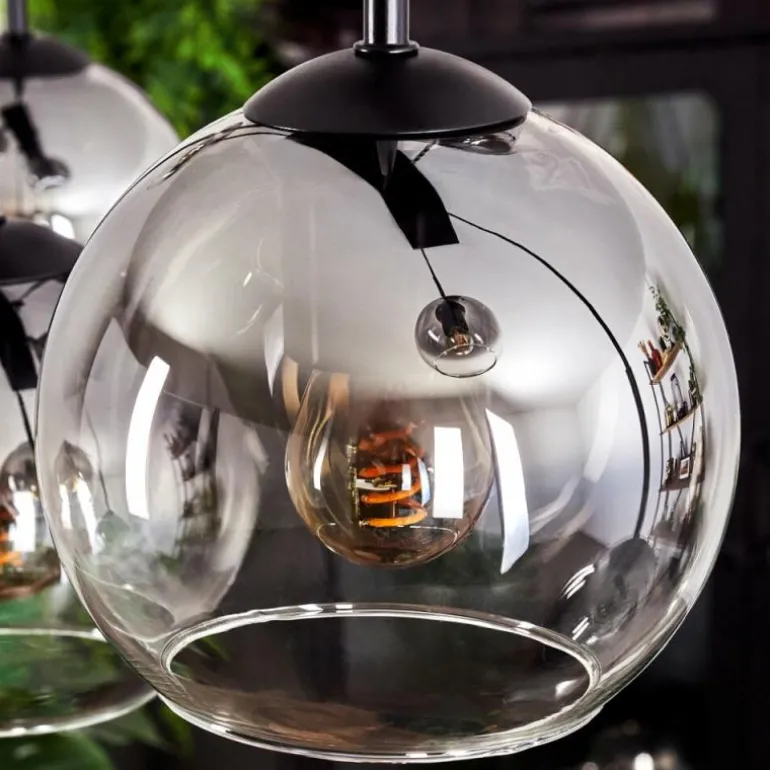 Suspension - Verre Koyoto Clair, Fumé, 6 lumières