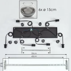 Suspension - Verre Koyoto Clair, Fumé, 6 lumières