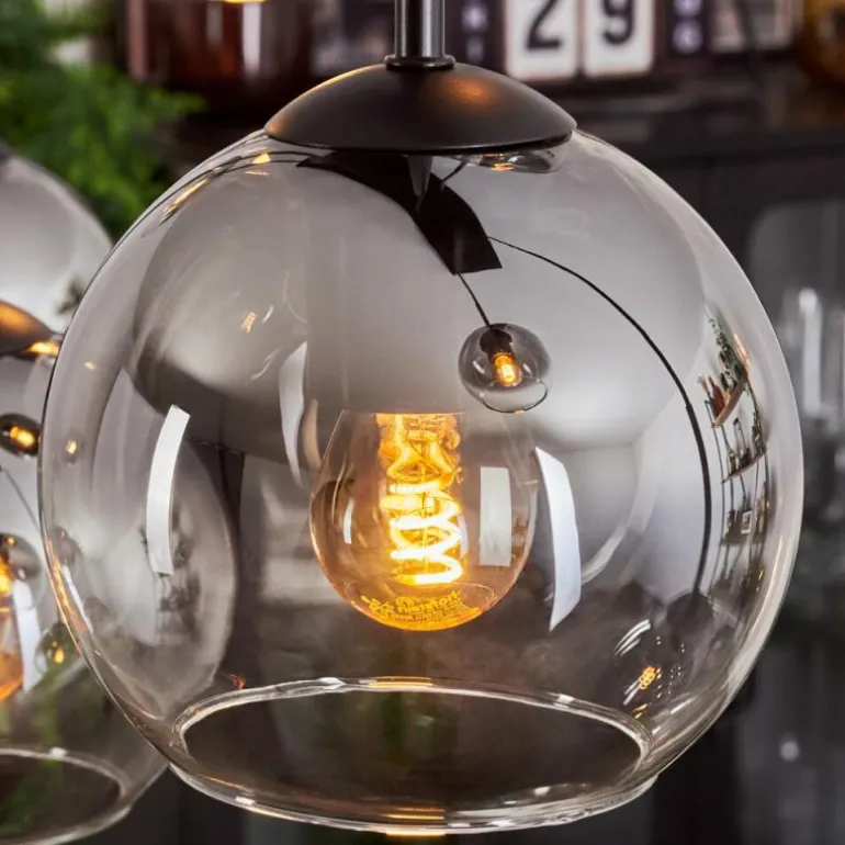 Suspension - Verre Koyoto Clair, Fumé, 6 lumières