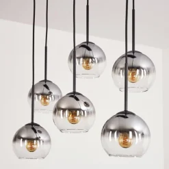 Suspension - Verre Koyoto Clair, Fumé, 6 lumières
