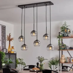 Suspension - Verre Koyoto Clair, Fumé, 6 lumières