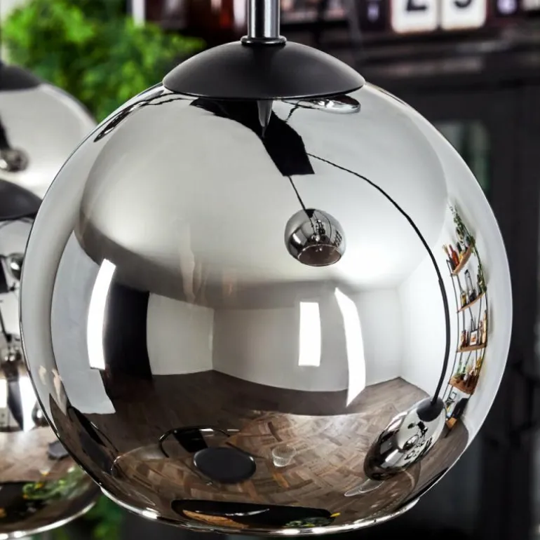 Suspension - Verre Koyoto Chrome, Fumé, 6 lumières