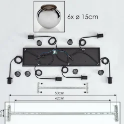 Suspension - Verre Koyoto Chrome, Fumé, 6 lumières