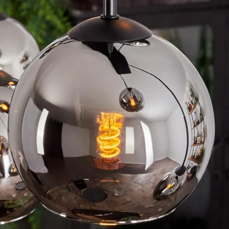 Suspension - Verre Koyoto Chrome, Fumé, 6 lumières