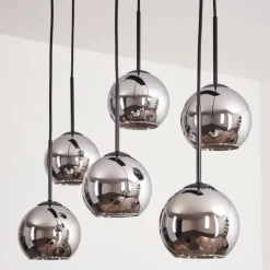 Suspension - Verre Koyoto Chrome, Fumé, 6 lumières