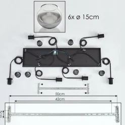Suspension - Verre Koyoto Chrome, Clair, Fumé, 6 lumières