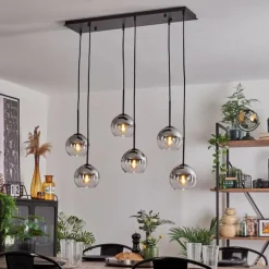 Suspension - Verre Koyoto Chrome, Clair, Fumé, 6 lumières