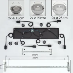 Suspension - Verre Koyoto Clair, Fumé, 6 lumières
