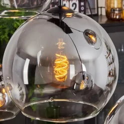 Suspension - Verre Koyoto Clair, Fumé, 6 lumières