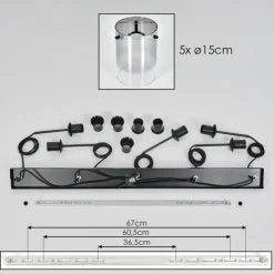 Suspension - Verre Parane Clair, Fumé, 5 lumières