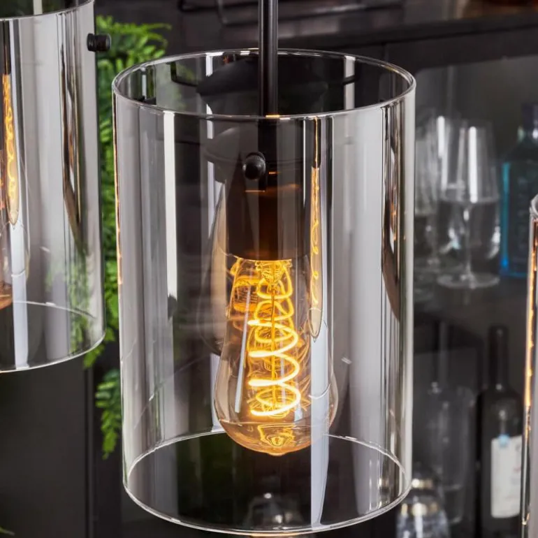 Suspension - Verre Parane Clair, Fumé, 5 lumières