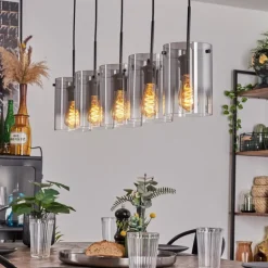 Suspension - Verre Parane Clair, Fumé, 5 lumières
