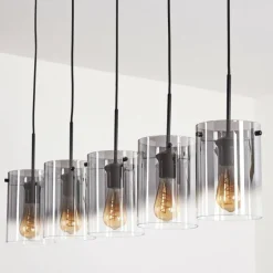 Suspension - Verre Parane Clair, Fumé, 5 lumières