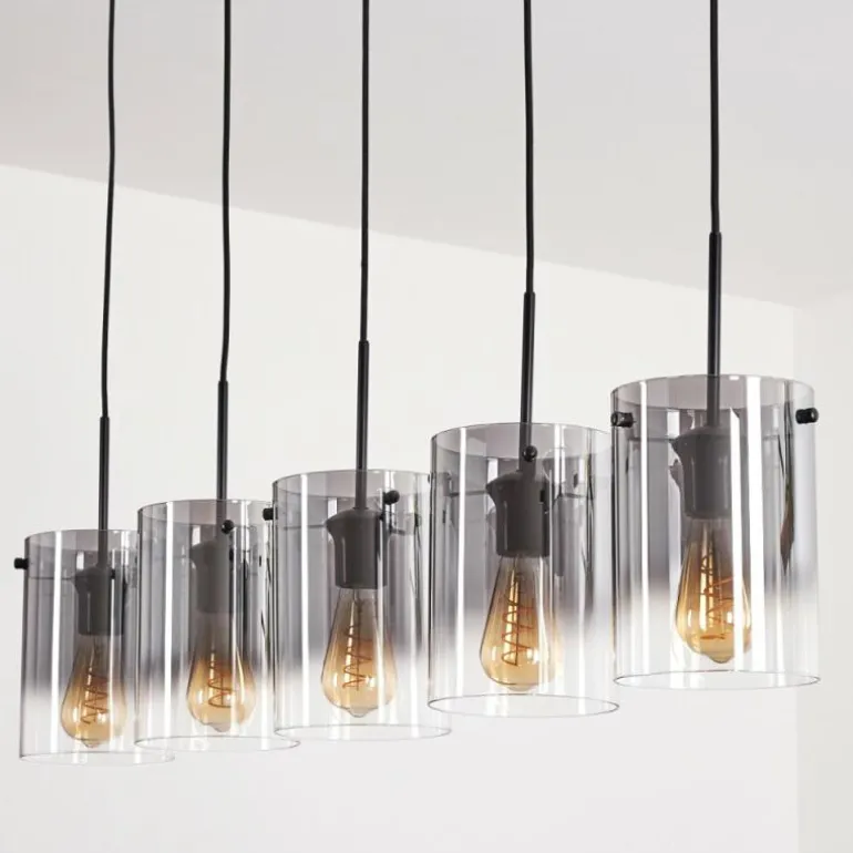 Suspension - Verre Parane Clair, Fumé, 5 lumières